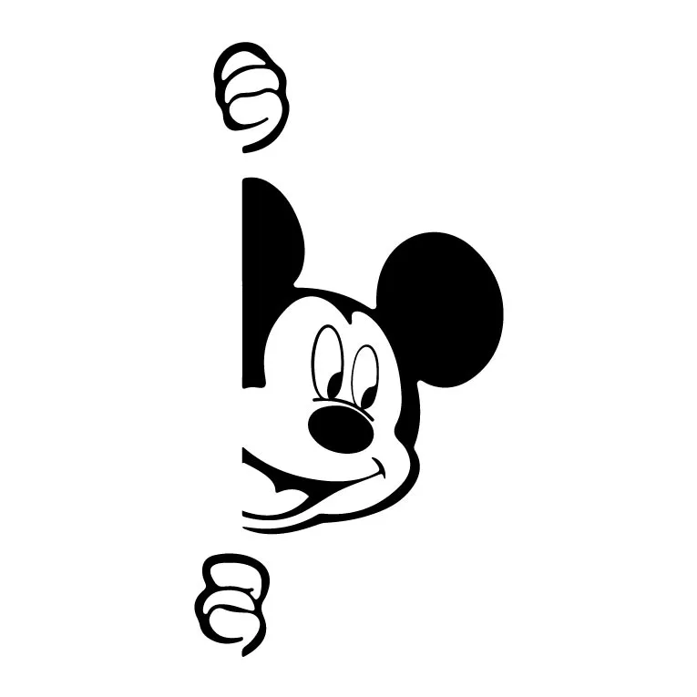 A Picture of Mickey Mouse Peeking Left around a wall